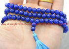 Tibetan Buddhist 6mm Blue Jade 108 Prayer Beads Mala Bracelet Necklace