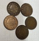 Canada Large One Cent Coin Lot  1911   1915    5 Vintage Canadian Coins   King Geo