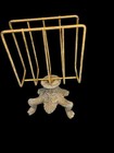 Vintage Retro Gold   Silver Tone  Napkin letter Holder 6 5    Tall 4    Width
