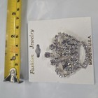Fashion Crown Brooch - Clear Stones Silver Tone Metal - Lapel Pin