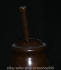 7 2  Old Chinese Marked Purple Copper Li Shizhen Human Character Mashing Jar