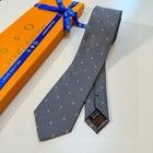 Louis Vuitton Gray Silk Polka Dot Men s Standard classic Tie