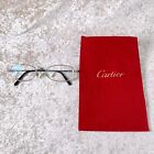 Vintage Cartier Eyeglasses Trinity Silver Frame 49-21-135 W red Velour Pouch