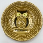 Vintage Round Gold Ceramic Owl Ashtray Souvenir From Great Smoky Mountains 4 75 