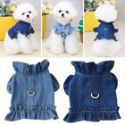 Pet Dog Vest Harness Dog Apparel Jeans Jacket Cat Puppy Clothes Classic Ruffles