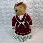 Vtg 90s Avon Victorian Style Christmas Teddy Bear Plush 14  Stand Dressed Hat