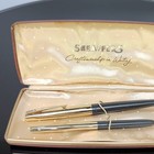 Sheaffer Vintage Fountain Pen Pencil Set Dark Gray Gold Tone Case Usa