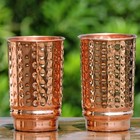 Pure Copper Drinking Cups - Ayurvedic Health Copper Hammered 2 Pcs  Set