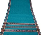 Sushila Vintage Teal Blue Saree Hand Woven Sambalpuri Ikat Pure Cotton 5yd Sari