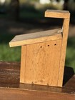 Vintage Rustic Birdhouse Natural Wooden Primitive Hand Made Garden Cottage Hinge