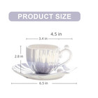 Pearl Shell Cup And Saucer - 8oz Gradient Ceramic Coffee Mug  Vintage Tea Cup