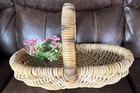 Vtg Egg Gathering Buttocks Basket Woven Wooden Berry Primitive