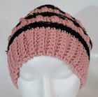 Messy Bun Ponytail Beanie Women s Ex-large Crocheted Handmade Rose Black Tweed