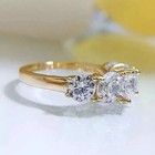 5-stone Engagement Ring 14k Yellow Gold Finish Round Cut White Moissanite