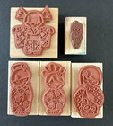 Judikins Cute Japanese Kokeshi Girl Lot Of 5 Kimono Asian Rubber Stamps