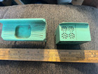 Vintage Antique Strombecker Wooden Green Dollhouse Stove And Farm Sink