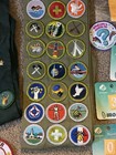 Girl   Boy Scout  Assorted Patches Badges Pins   Iron Ons Lot Of 56 Total  