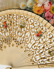 Very Fine Detail Floral Flowers Vintage Hand Painted Folding Ladies Fan