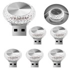 6pcs Mini Usb Led Car Interior Atmosphere Mini Lamp Crystal Cool White Light