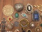 Vintage - Now 25 Piece Victorian Style Pendants Pins Craft Jewelry Making Lot  9