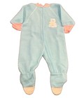 Vintage Babygro Baby Sleeper 6-12 Months Blue Pink Teddy Bear Footed Pajamas Usa