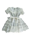 Vintage Toddler Child Dress Lace Sheer Ruffled Floral Beaded No Size Handmade