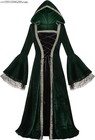 Plus Size Women Medieval Celtic Princess Hooded Cosplay Dress Vintage Outfits