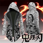 New Anime Demon Slayer Trench Coat Hooded Cloak Plus Velvet Cardigan Windbreaker