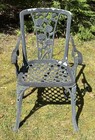 Old Vintage Original Cast Iron Patio Garden Bistro Chair Roses Curved Seat Heavy
