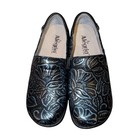 Alegria Keli Night Poppy Blue Floral Embossed Leather Clogs Nurse Teacher