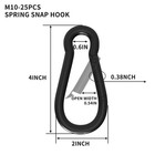 25pcs 4  Hevy Duty Carabiner Clips m10 Spring Snap Hooks Large Carabiners Gal   