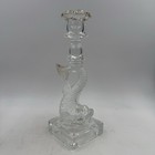 Pair Of Vintage Ghc Clear Glass Koi Fish Candlesticks Candle Holders 10 5    Tall