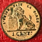 High Grade 1876 Belgium One  1  Centime Coin-feb365
