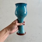 Handmade Ceramic Goblet  Turquoise Vintage Art