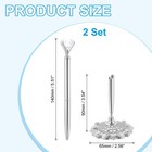 2 Pcs Hollow Round Pen Metal Ballpoint Pens Set With Diamond Crystal Pen  1mm   