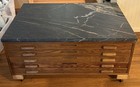 Custom Hamilton Flat File Coffee Table Oak Blueprint Cabinet Choice Stone Top