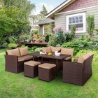 Patio Furniture Sets 8 Pieces Outdoor Sectional Sofa Rattan Wicker Sofa Table