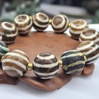Antique South Asian Burmese Old Pyu Beads Petrified Wood Dzi Beads Bracelet
