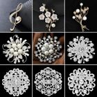 Fashion Bouquet Pearl Crystal Flower Brooch Pin Women Wedding Party Jewelry Gift