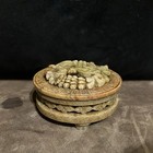 Antique Ancient Chinese Hand-carved Soapstone Jewelry trinket potpourri Box