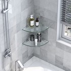 Bathroom Corner Organizer Shelves Shower Caddy Shelf Wall Mount Set Of 2 Glass