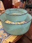 Vintage Mcm Turquoise Fiberglass Shade  Double Tier Mid Century Modern 