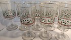 9 Vintage Arby s Libbey  Christmas Water Wine Glasses Holly Berry Gold Trim