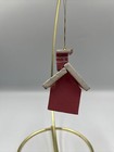 Vintage Ornament Wooden Cottage Pink Christmas Painted Vintage