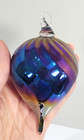Hand Blown Purple Iridescent Art Glass Ornament Multicolor Teardrop 5 
