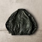 Leather Bomber Jacket Approx Mens M Black Patterned Lining Button Pockets