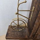 Vintage Bicycle Bookends Wood And Gold Tone Metal Bike Distressed Felt Bottom