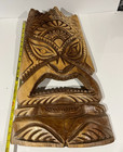 Vintage 2002 Hand Carved Wooden Tiki Totem Statue Hawaiian 21  X 15 