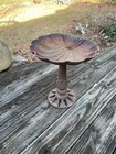 Antique Vtg 14  Tall Cast Iron Clam Shell Bird Bath On Pedestal
