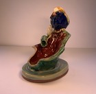 Victorian Majolica Pottery Bird Perched On Water Lily Figurine Sculpture